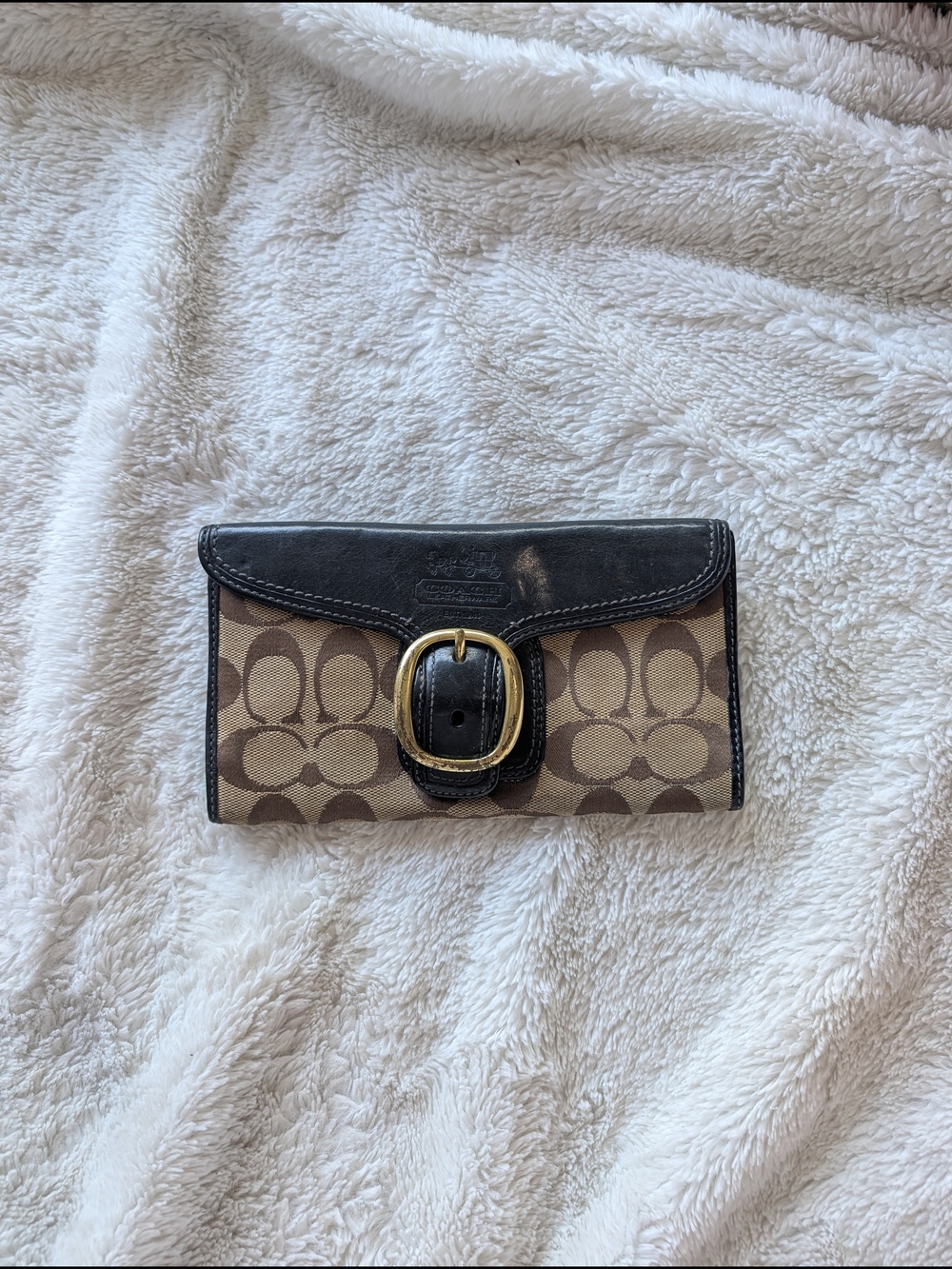 Coach Signature Canvas and Leather Wallet in Brown Vintage Y2K